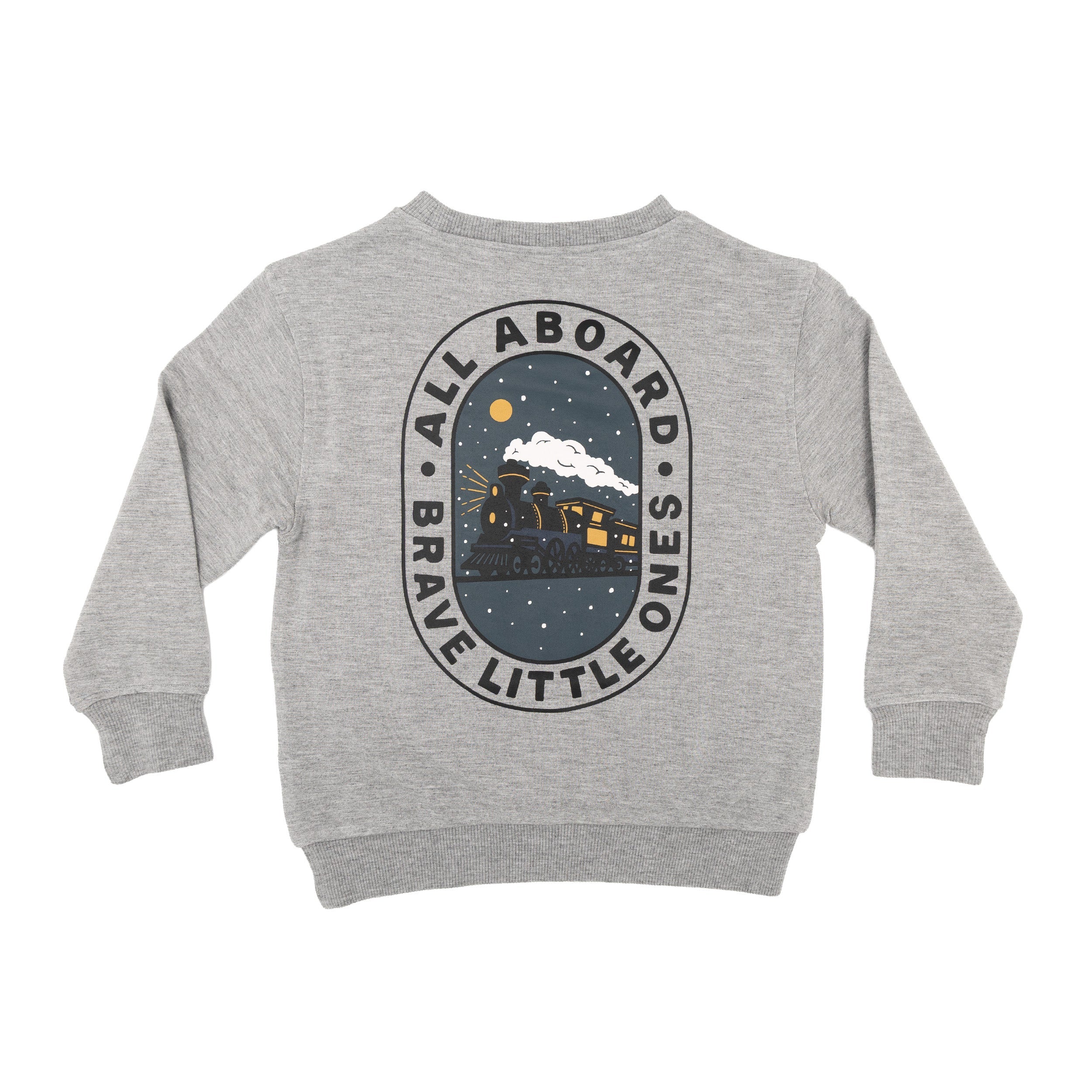 All Aboard Train Dark Heather Gray Bamboo French Terry Pullover