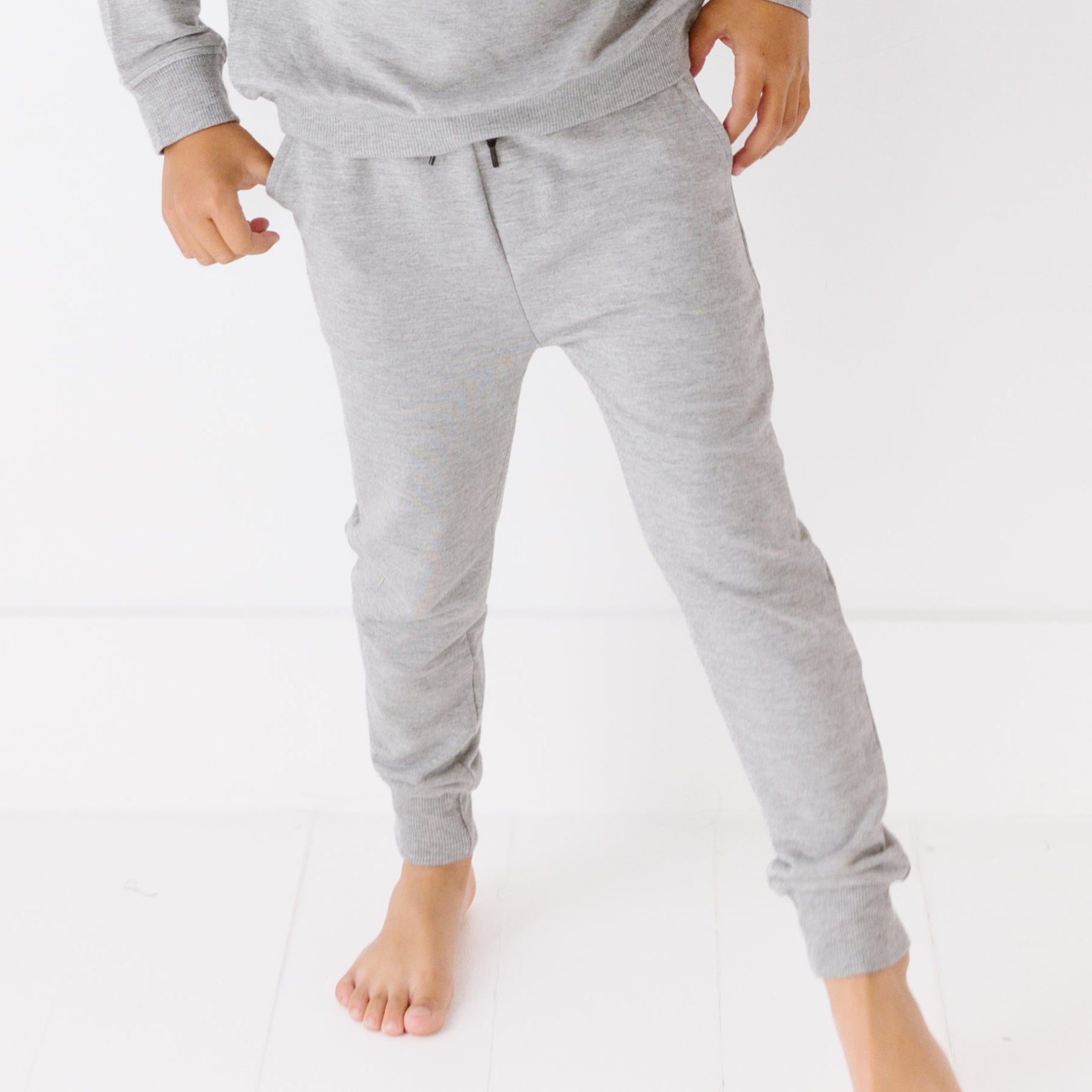 All Aboard Train Dark Heather Gray Bamboo French Terry Pullover & Jogger Set